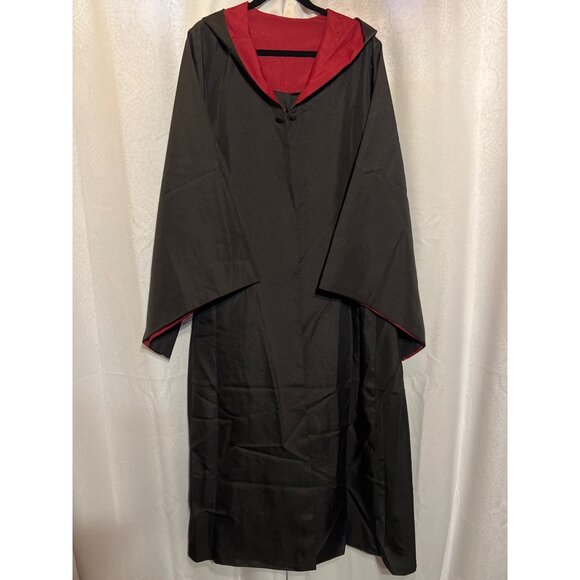 Black & Red Hooded large Cloak Robe With Satin Lining For Cosplay Or Costume Use - Picture 1 of 11
